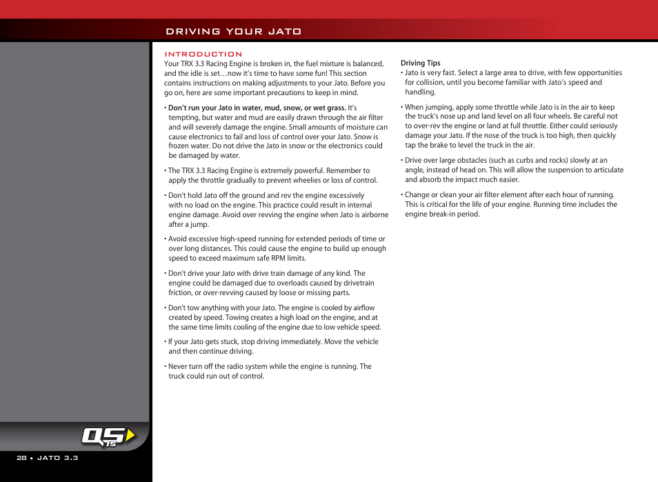 Driving your jato | Traxxas 55077-1 User Manual | Page 28 / 44