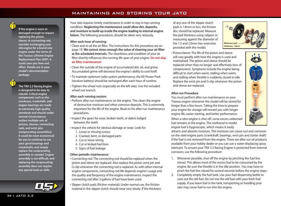 Maintaining and storing your jato | Traxxas 55077-1 User Manual | Page 34 / 44