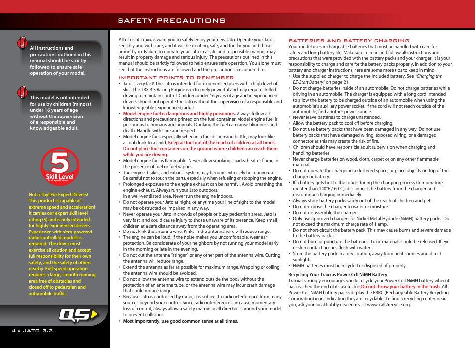 Bluehighway font, Safety precautions | Traxxas 55077-1 User Manual | Page 4 / 44