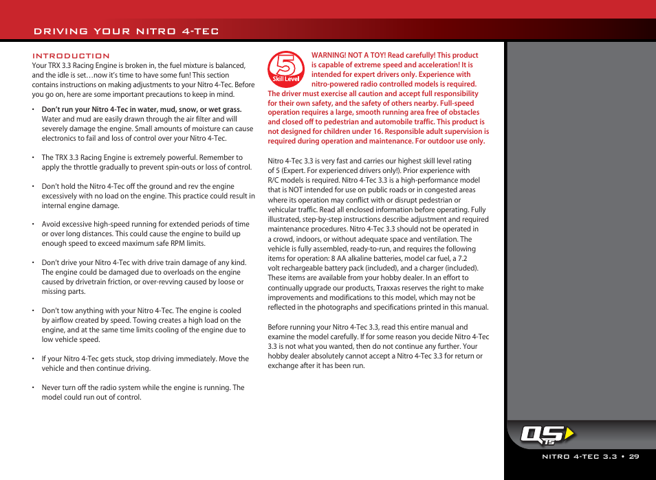 Driving your nitro 4-tec | Traxxas 48077 User Manual | Page 29 / 40