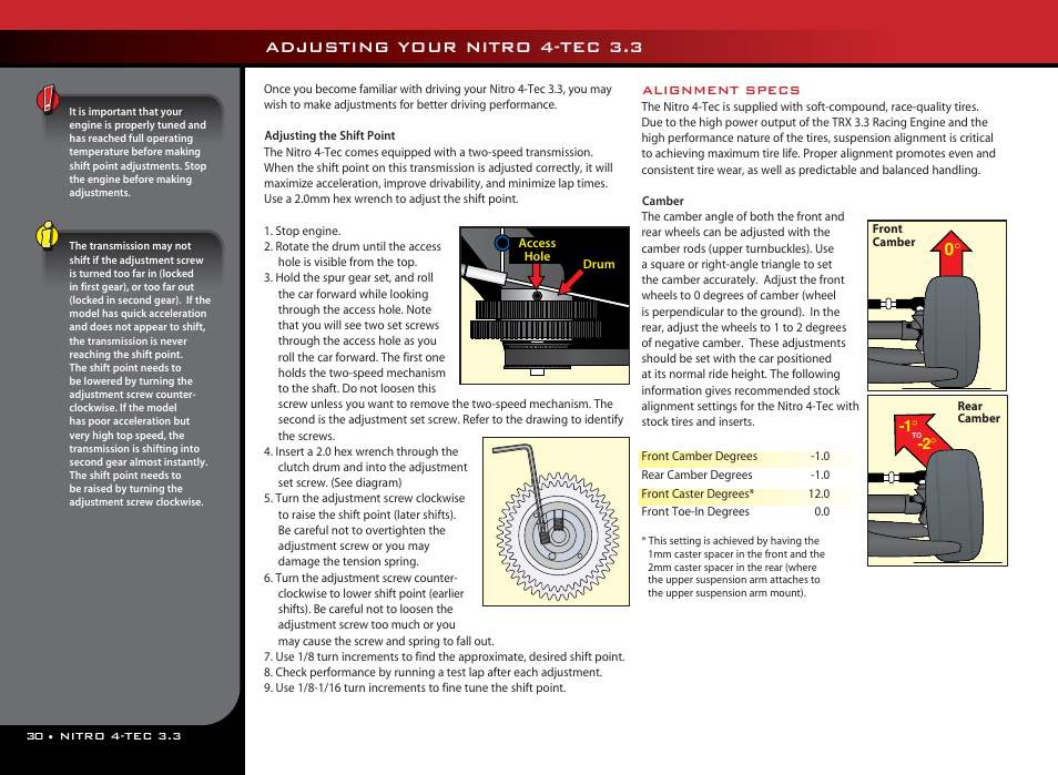 Adjusting your nitro 4-tec 3.3 | Traxxas 48077 User Manual | Page 30 / 40