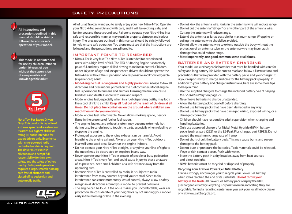 Bluehighway font, Safety precautions | Traxxas 48077 User Manual | Page 4 / 40