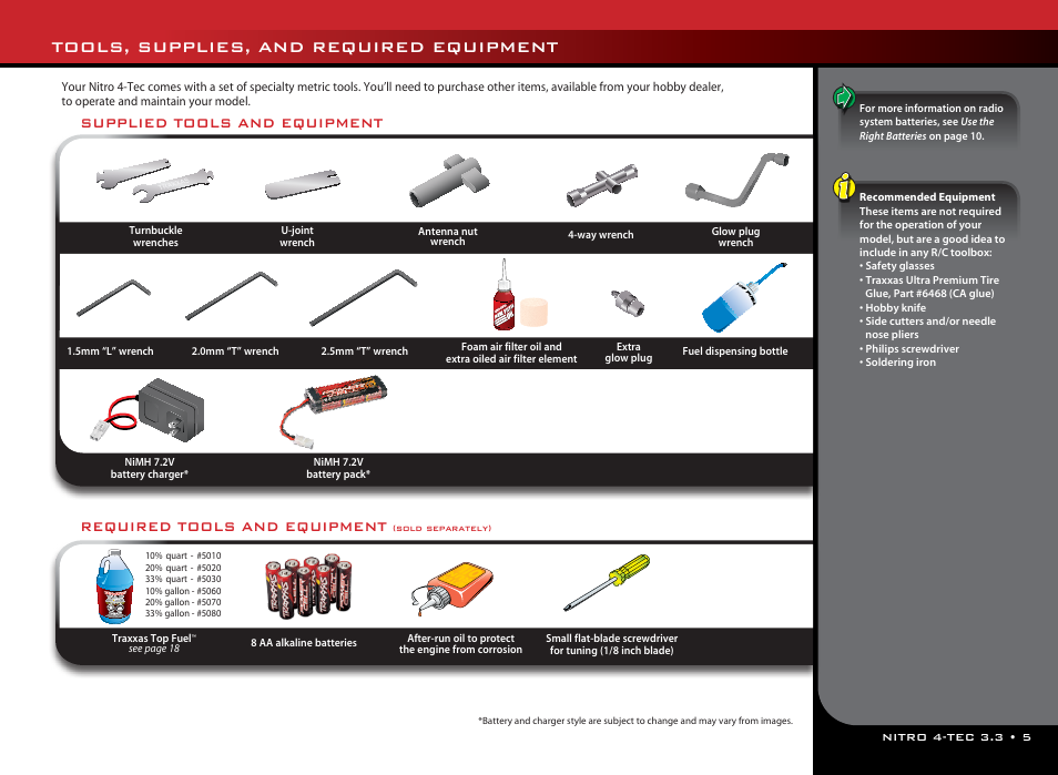 Tools, supplies, and required equipment | Traxxas 48077 User Manual | Page 5 / 40