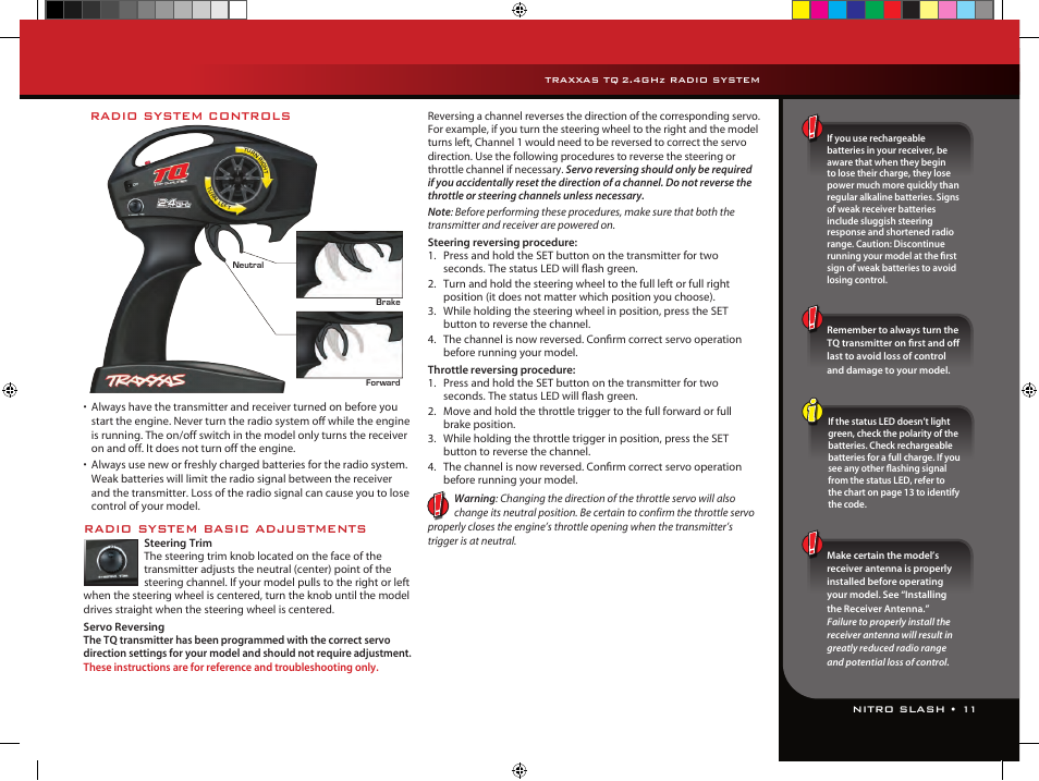 Radio system basic adjustments, Radio system controls | Traxxas 44054-1 User Manual | Page 11 / 34