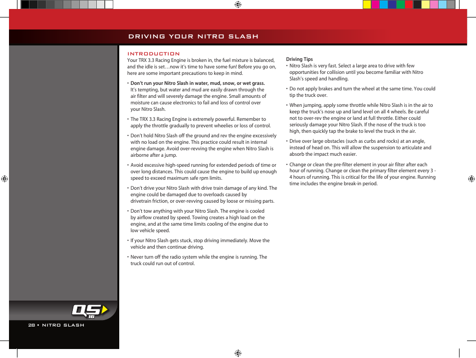 Driving your nitro slash | Traxxas 44054-1 User Manual | Page 28 / 34