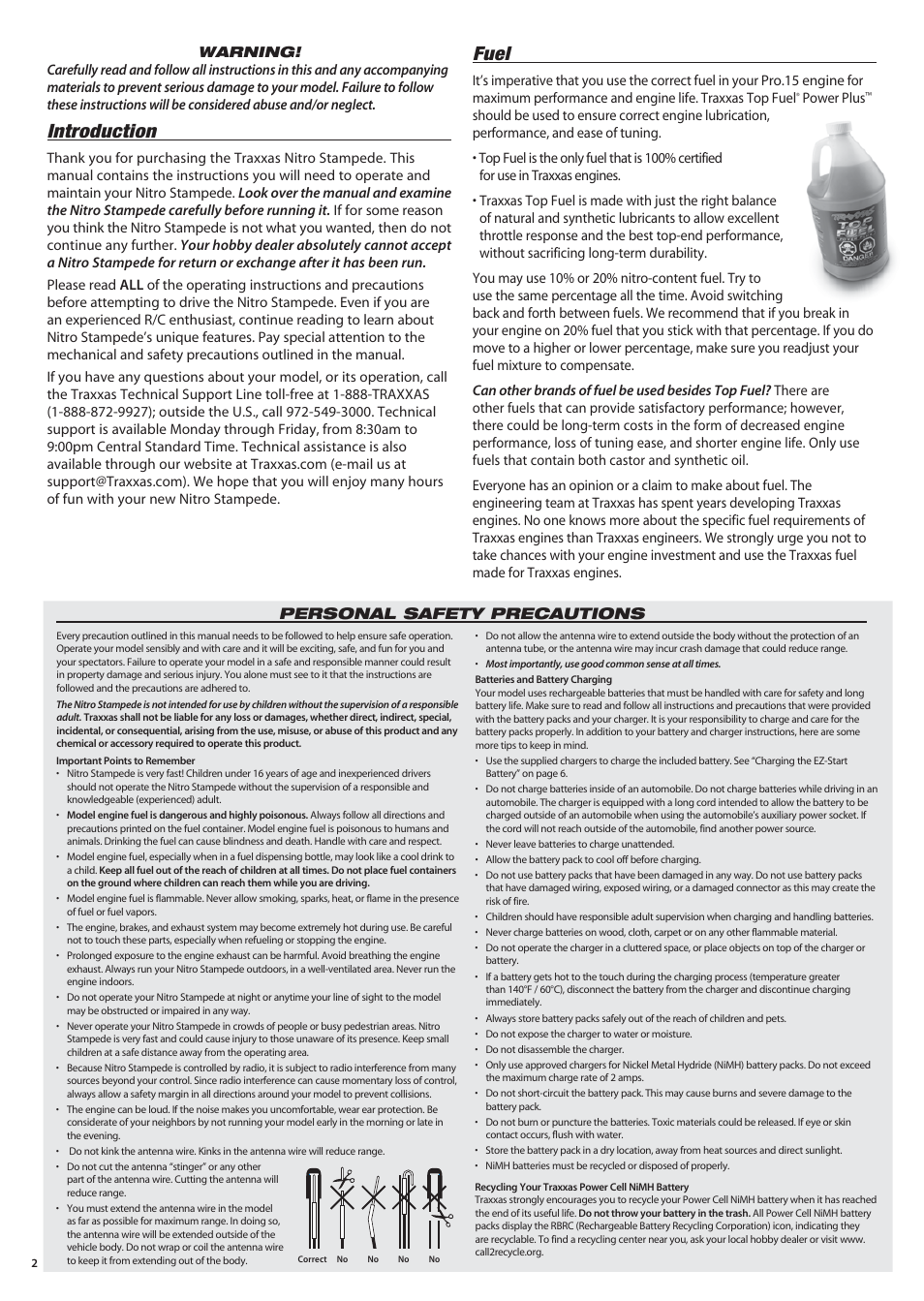 Introduction, Fuel, Personal safety precautions | Traxxas 41094-1 User Manual | Page 2 / 16