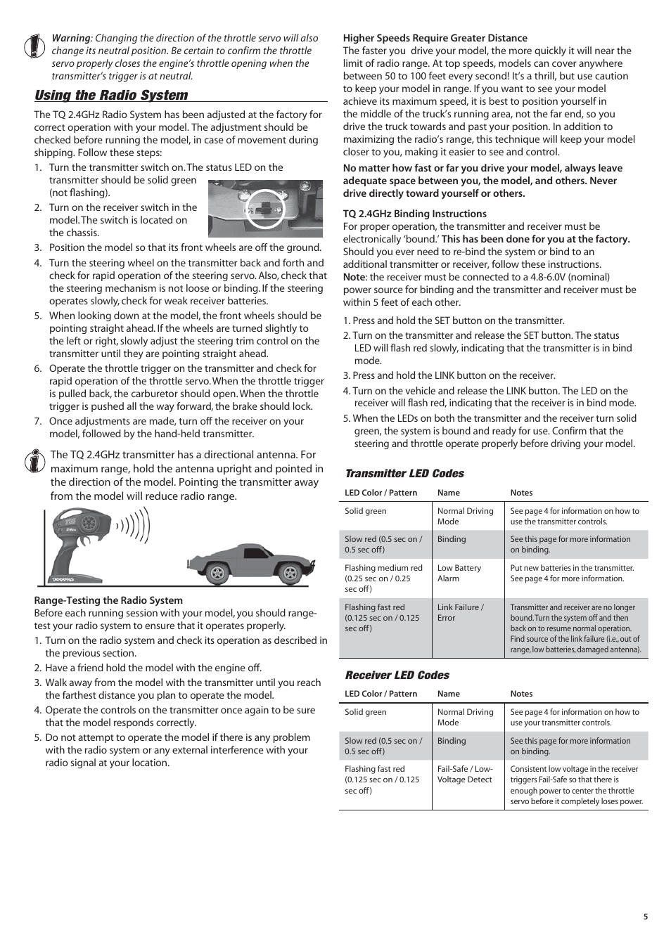 Using the radio system | Traxxas 41094-1 User Manual | Page 5 / 16