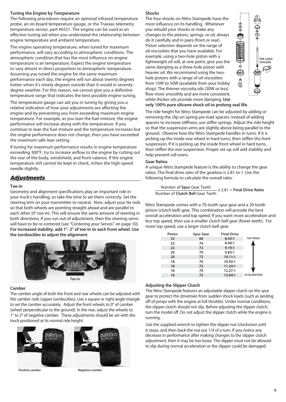 Adjustments | Traxxas 41094-1 User Manual | Page 9 / 16