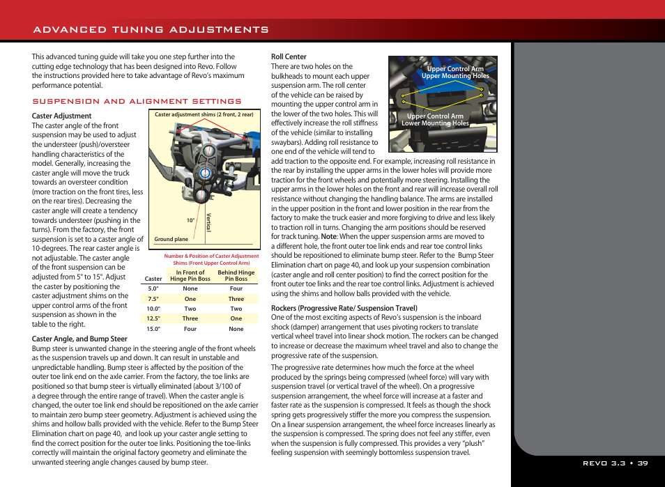 Advanced tuning adjustments, Suspension and alignment settings | Traxxas 53097-1 User Manual | Page 39 / 48