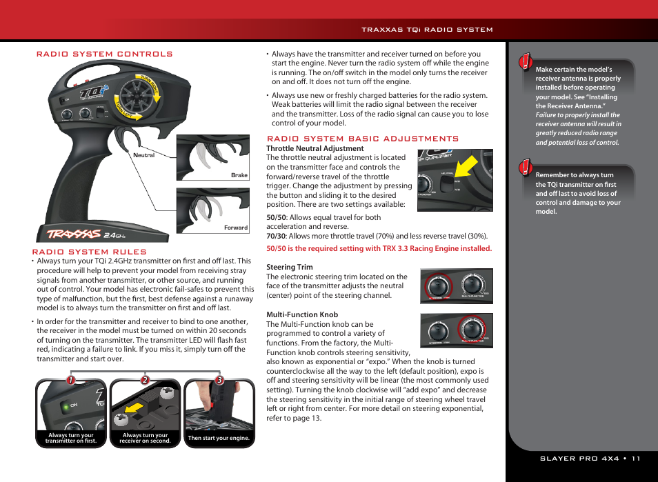 Radio system rules, Radio system basic adjustments, Radio system controls | Traxxas 59076-1 User Manual | Page 11 / 44