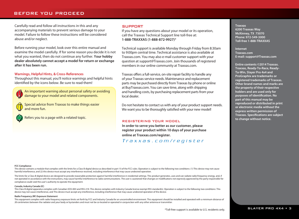 Before you proceed | Traxxas 59076-1 User Manual | Page 3 / 44