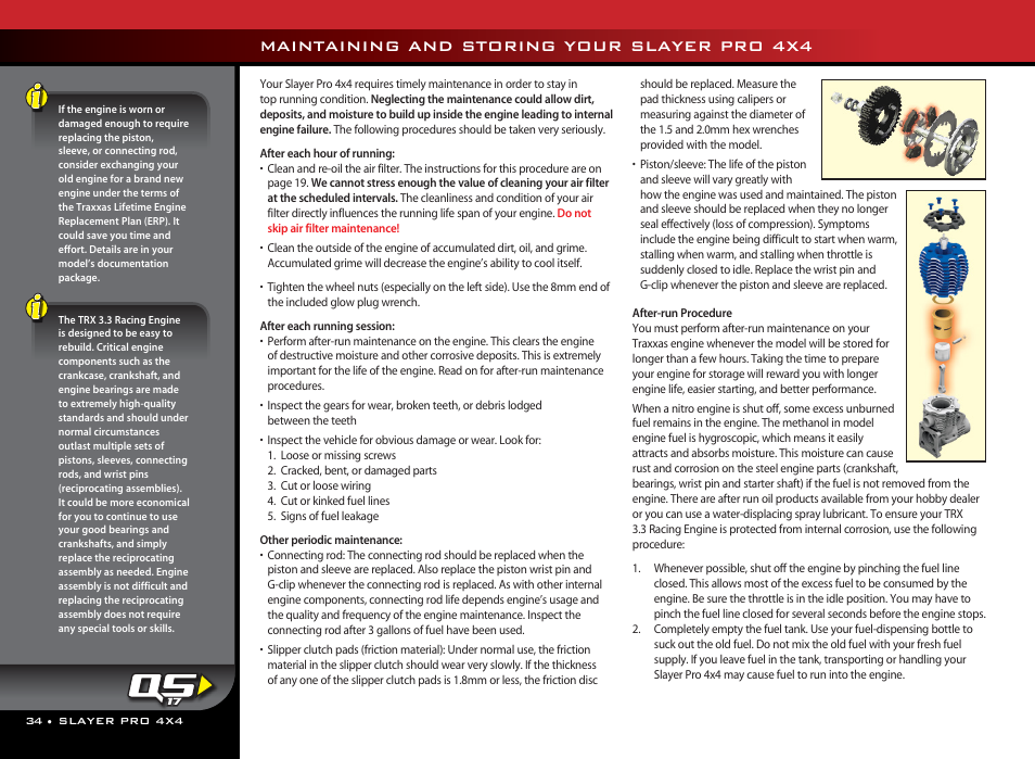 Maintaining and storing your slayer pro 4x4 | Traxxas 59076-1 User Manual | Page 34 / 44