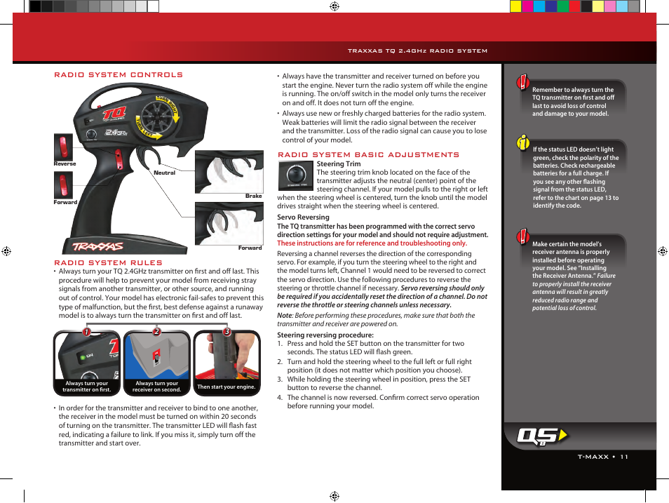 Radio system rules, Radio system basic adjustments, Radio system controls | Traxxas 49104-1 User Manual | Page 11 / 36