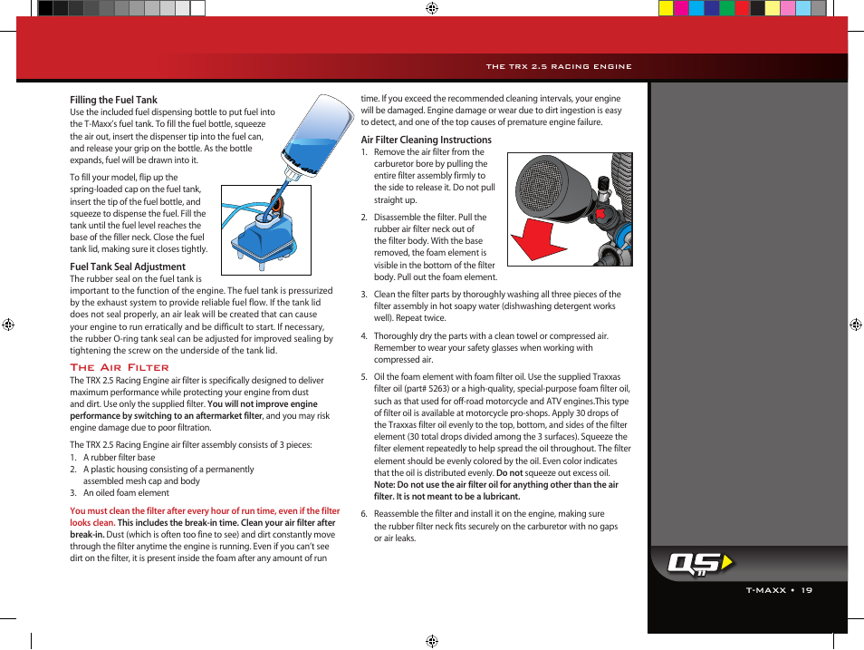 The air filter | Traxxas 49104-1 User Manual | Page 19 / 36