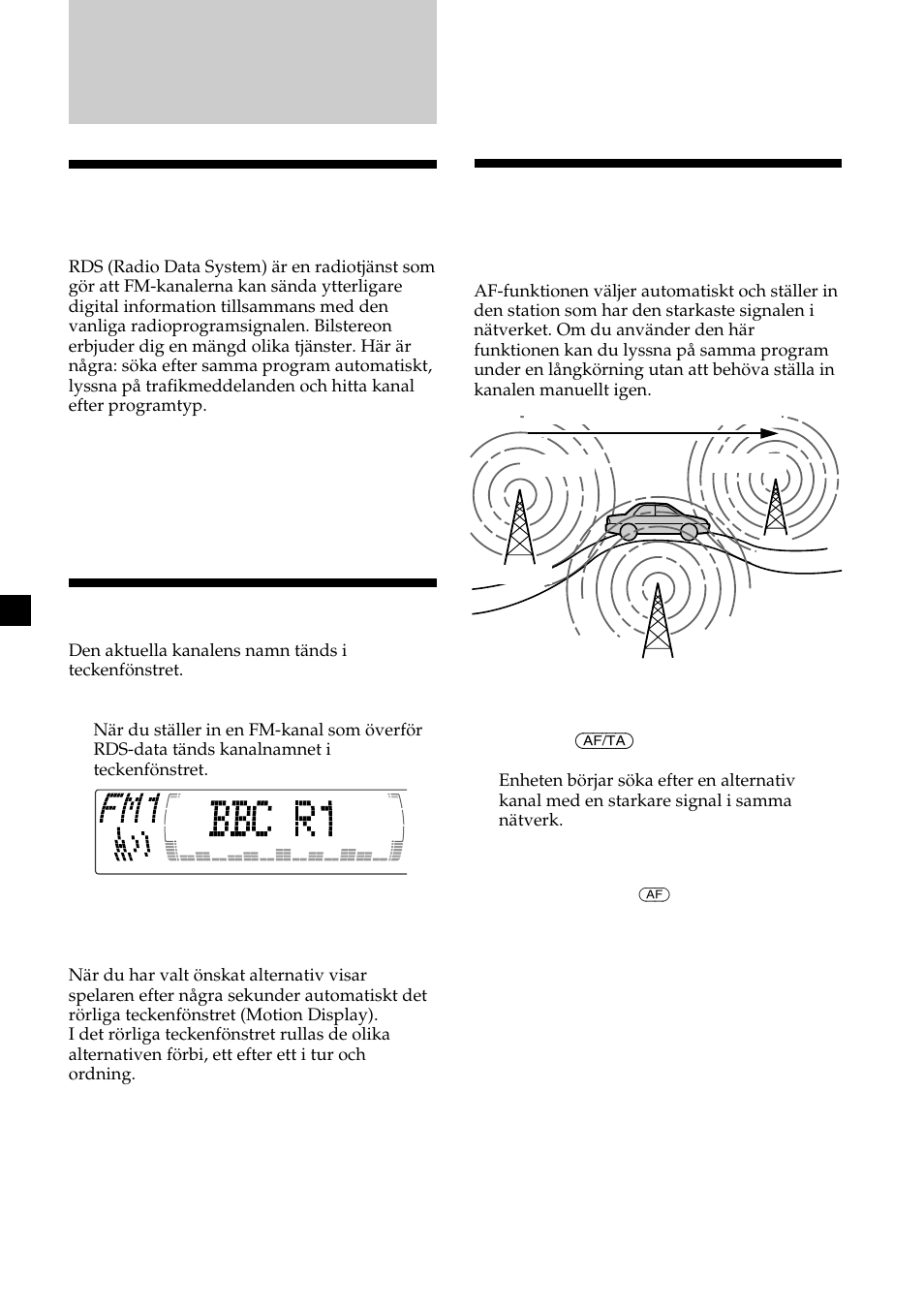 Ställa in samma program automatiskt, Översikt av rds- funktionen, Visa kanalnamnet | Sony CDX-M700R User Manual | Page 102 / 212
