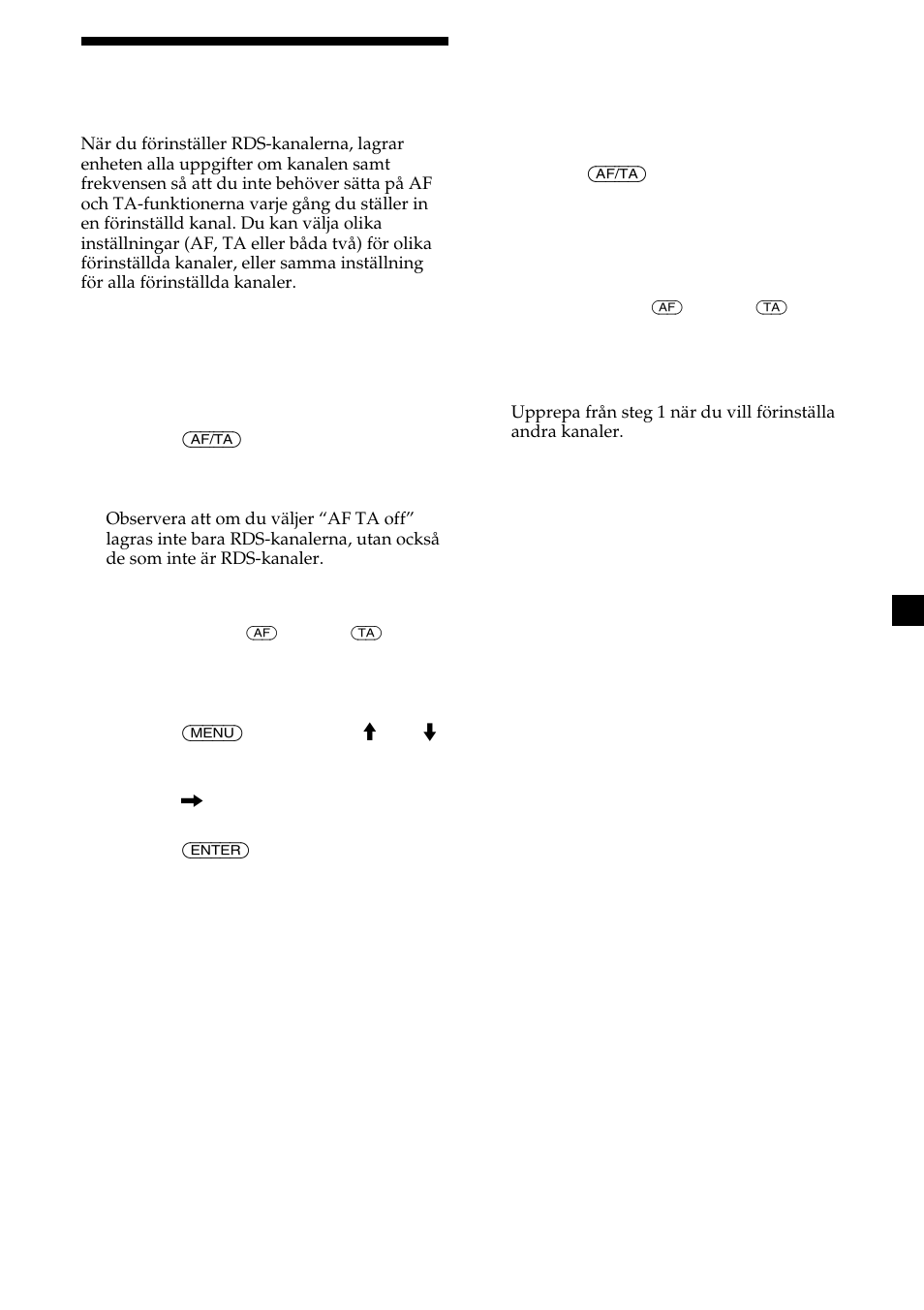 21 förinställa rds-kanalerna med af och ta data | Sony CDX-M700R User Manual | Page 105 / 212