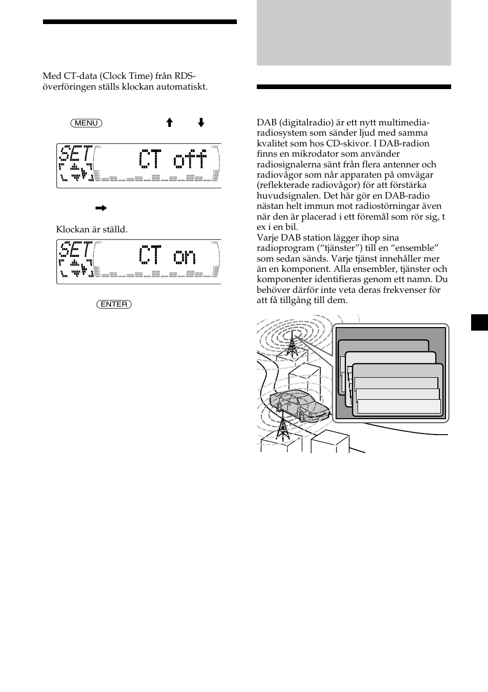 23 ställa klockan automatiskt, Dab - översikt | Sony CDX-M700R User Manual | Page 107 / 212