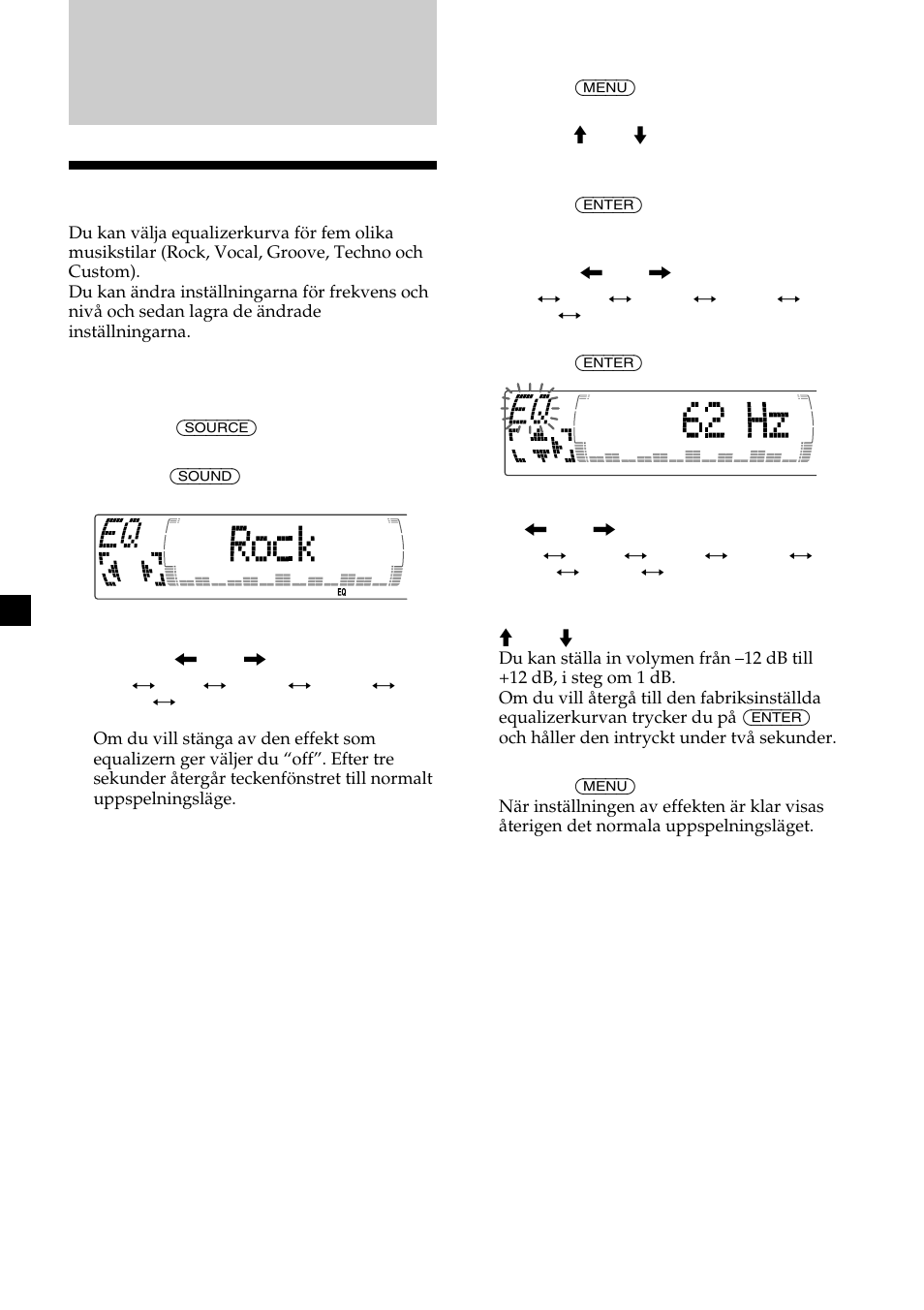 Ställa in equalizern | Sony CDX-M700R User Manual | Page 112 / 212