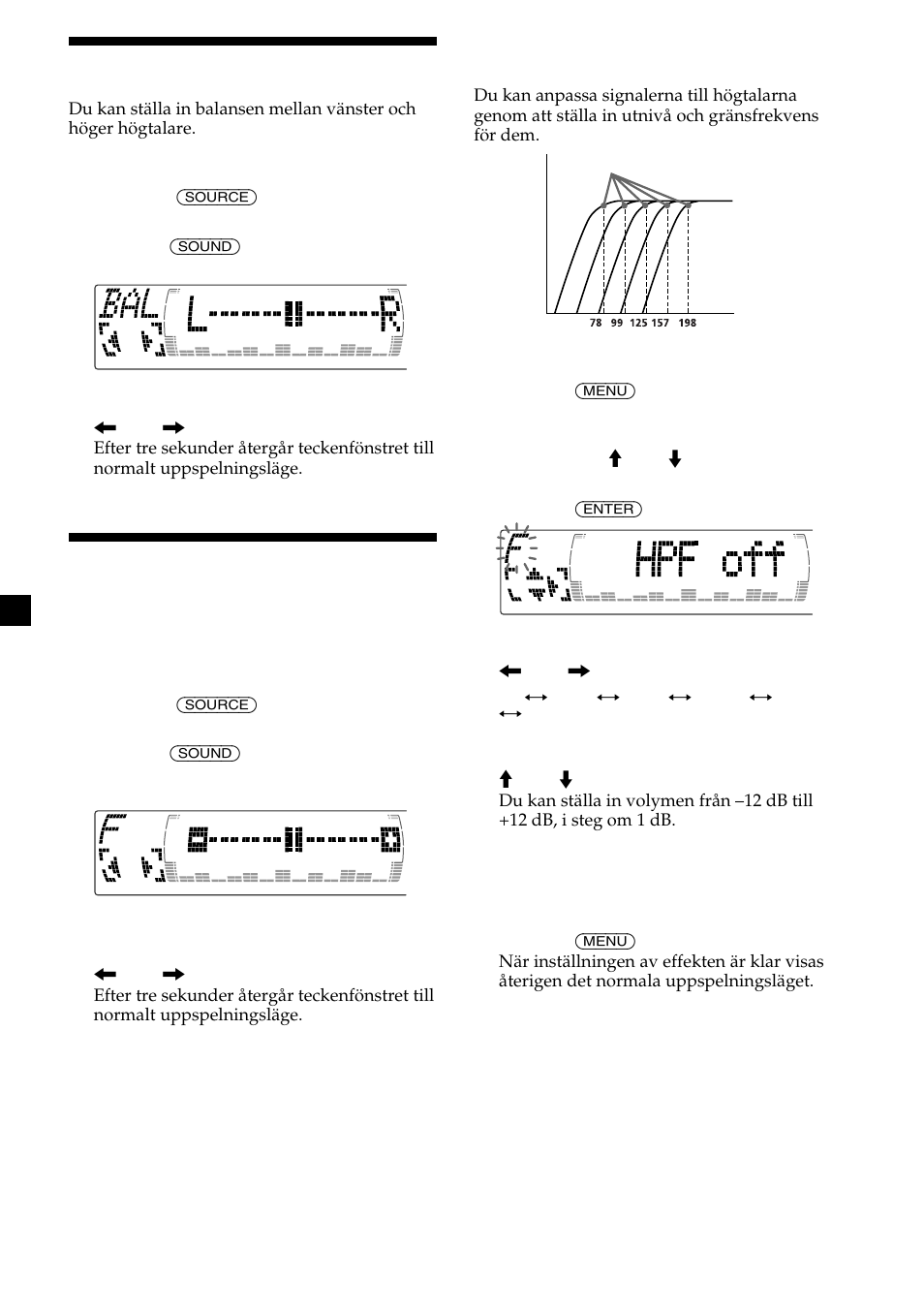 Ställa in balansen (bal) | Sony CDX-M700R User Manual | Page 114 / 212