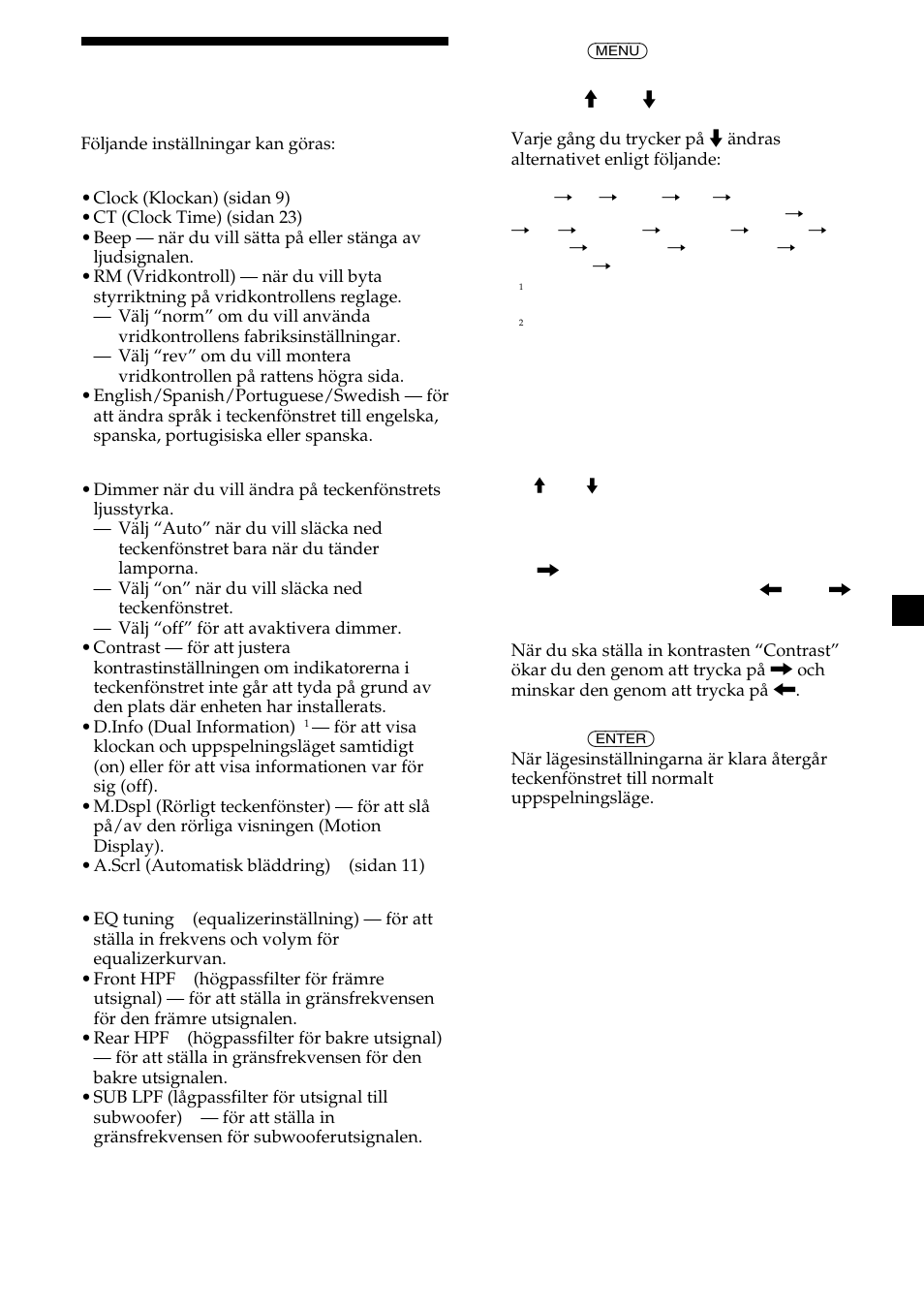 35 ändra ljud- och teckenfönsterinställningar | Sony CDX-M700R User Manual | Page 119 / 212