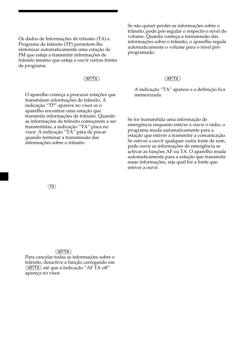 20 ouvir informações sobre a situação do trânsito | Sony CDX-M700R User Manual | Page 146 / 212