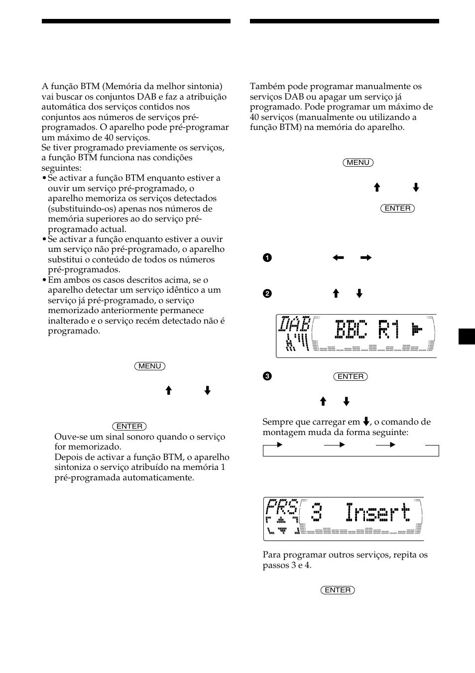 25 programar os serviços dab automaticamente, Programar os serviços dab manualmente | Sony CDX-M700R User Manual | Page 151 / 212