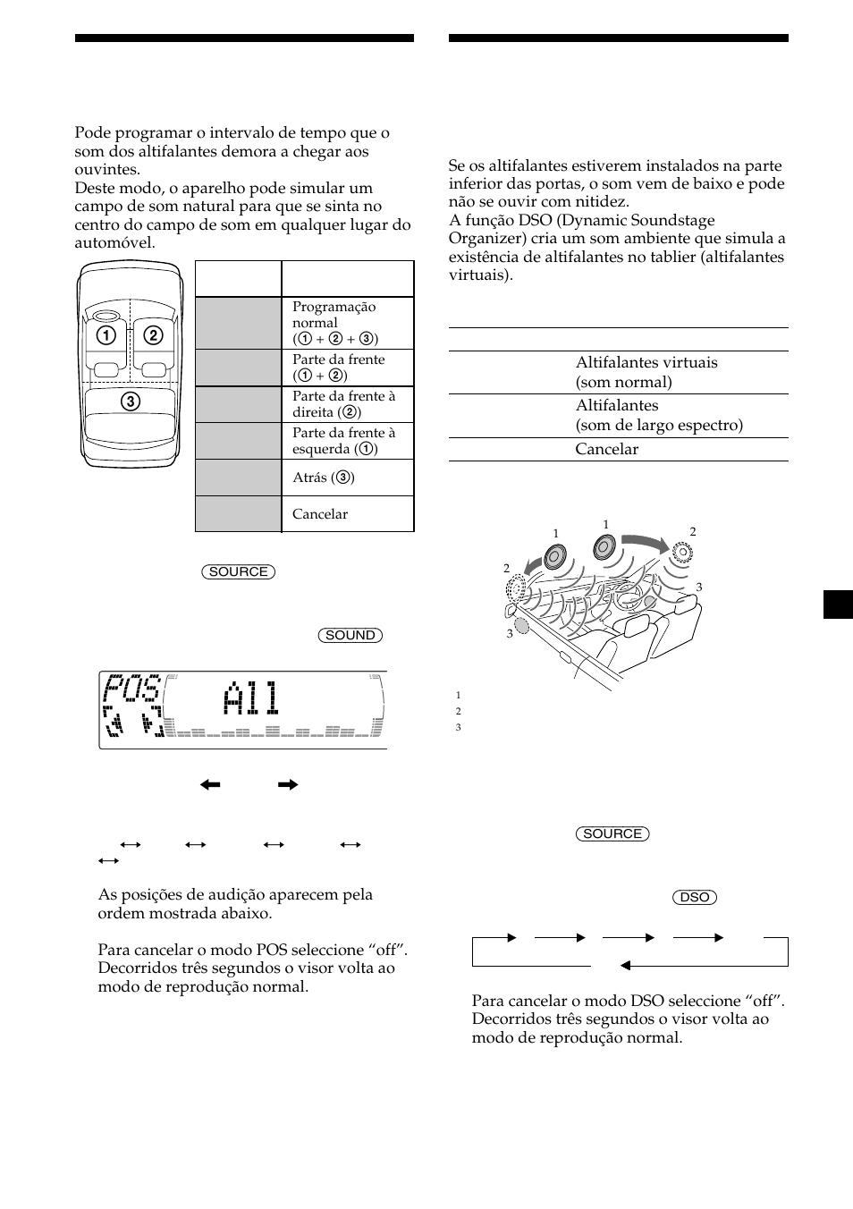 Seleccionar a posição de audição, Seleccionar um menu de “soundstage | Sony CDX-M700R User Manual | Page 155 / 212