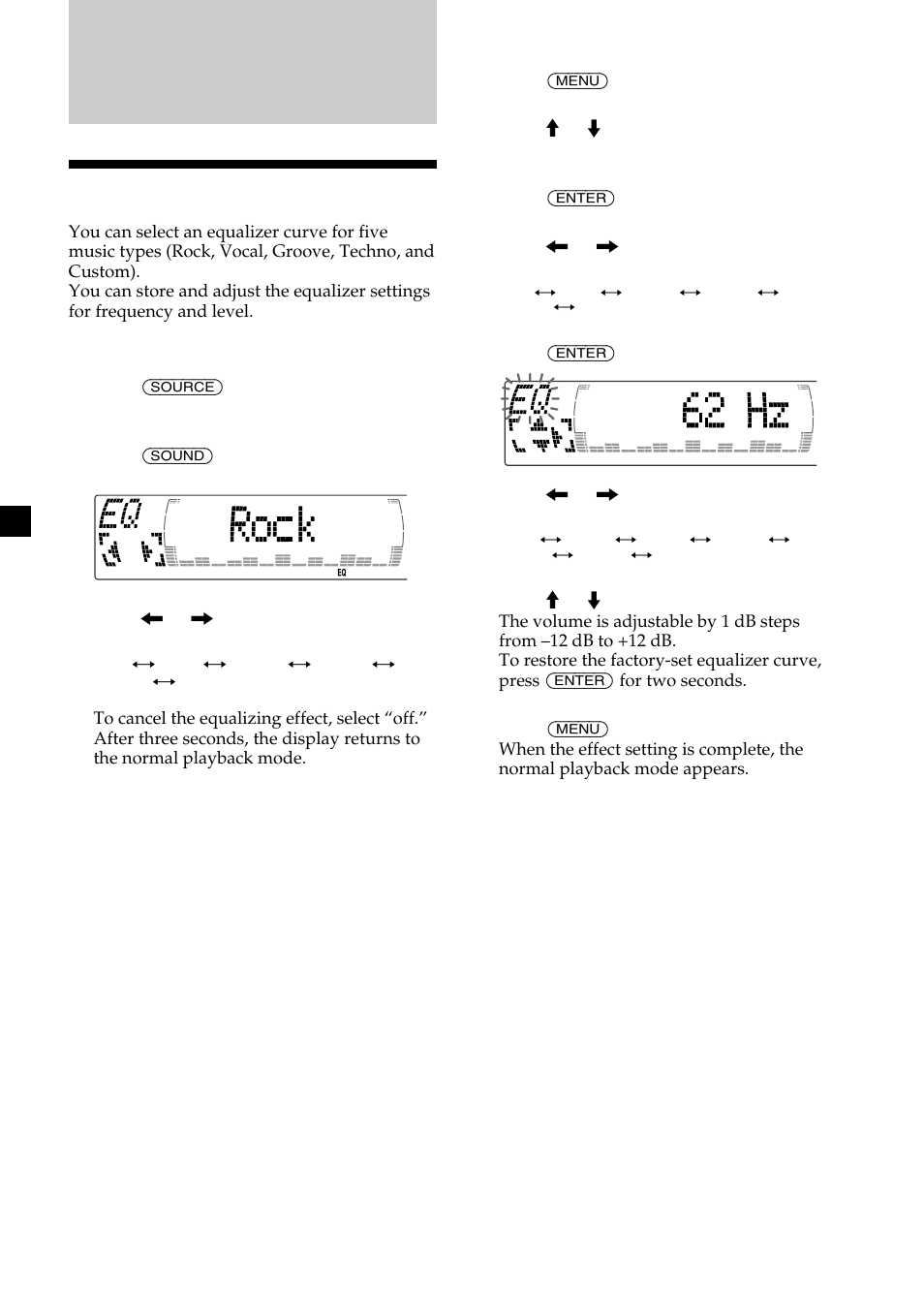 Setting the equalizer | Sony CDX-M700R User Manual | Page 28 / 212
