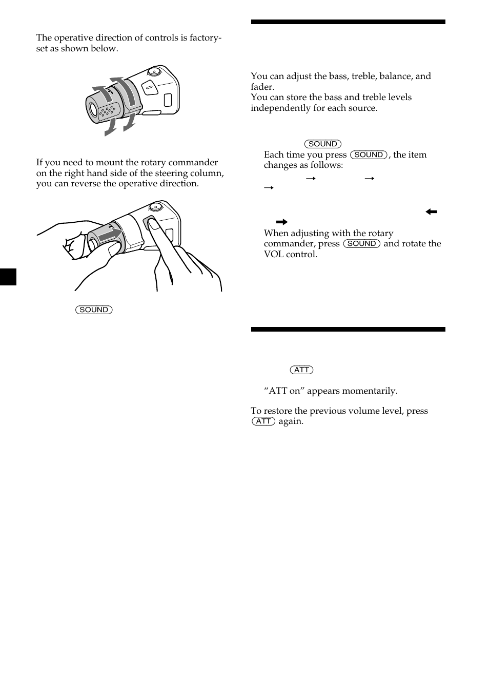 34 adjusting the sound characteristics, Attenuating the sound | Sony CDX-M700R User Manual | Page 34 / 212