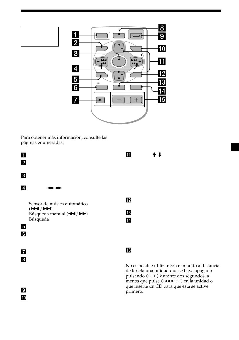 5localización de los controles, Mando a distancia inalámbrico | Sony CDX-M700R User Manual | Page 47 / 212