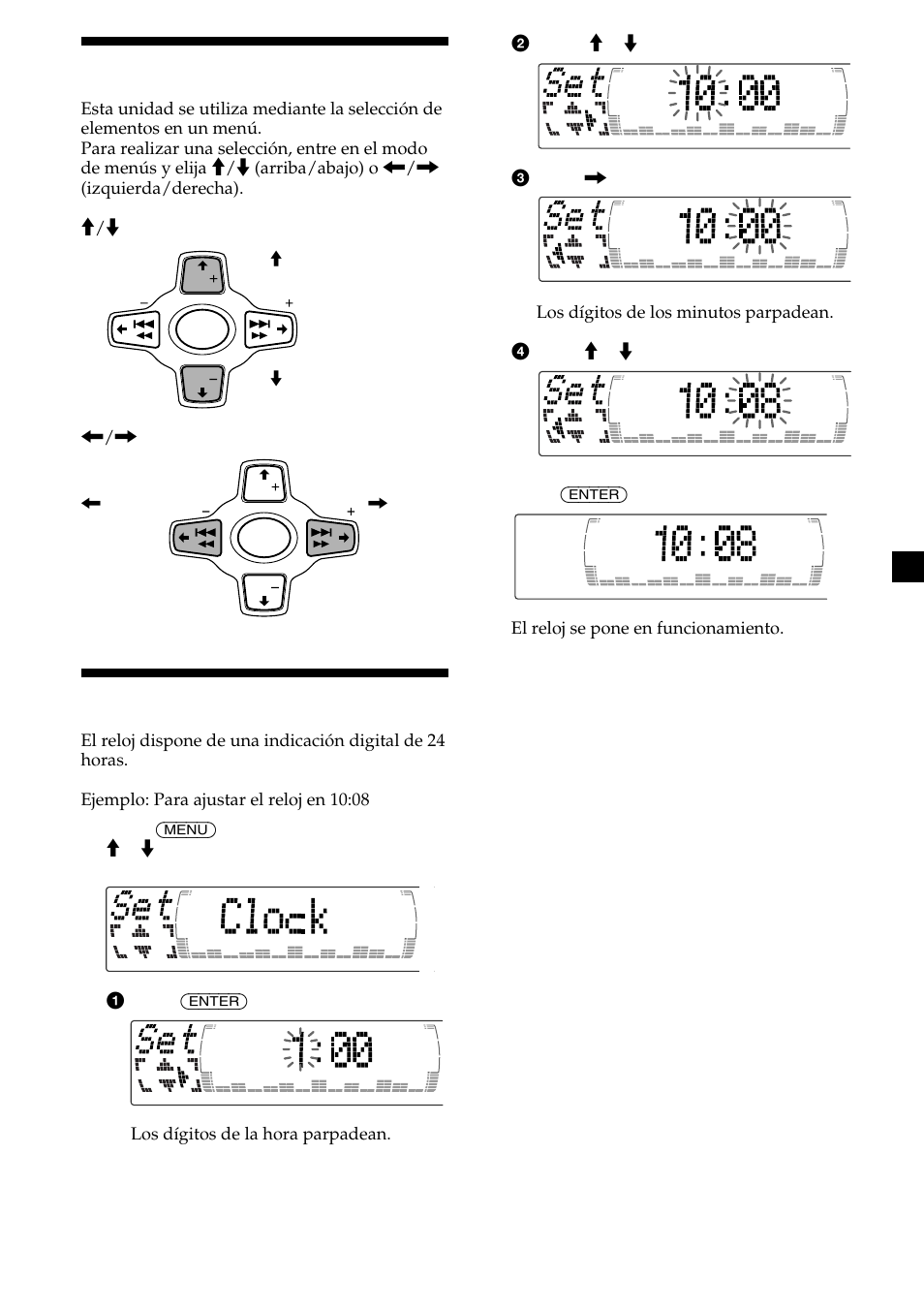 Utilización del menú, Ajuste del reloj | Sony CDX-M700R User Manual | Page 51 / 212