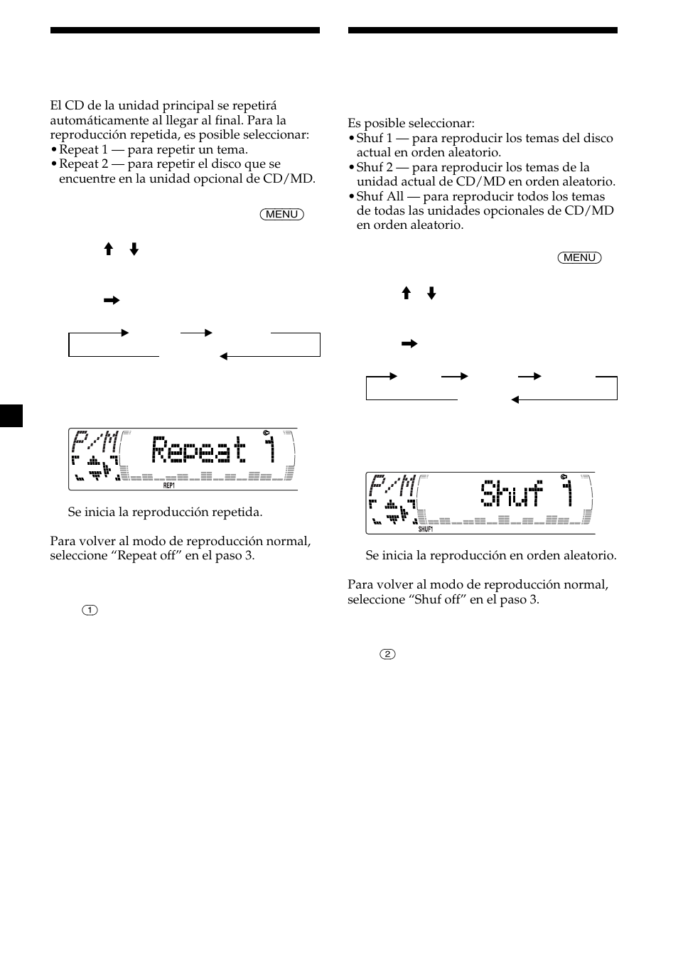12 reproducción de temas en orden aleatorio, Reproducción repetida de temas | Sony CDX-M700R User Manual | Page 54 / 212
