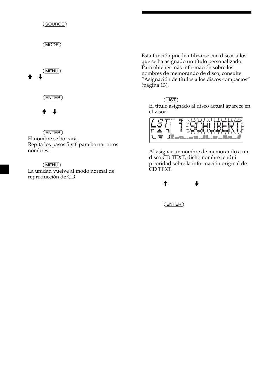14 localización de discos mediante el título | Sony CDX-M700R User Manual | Page 56 / 212