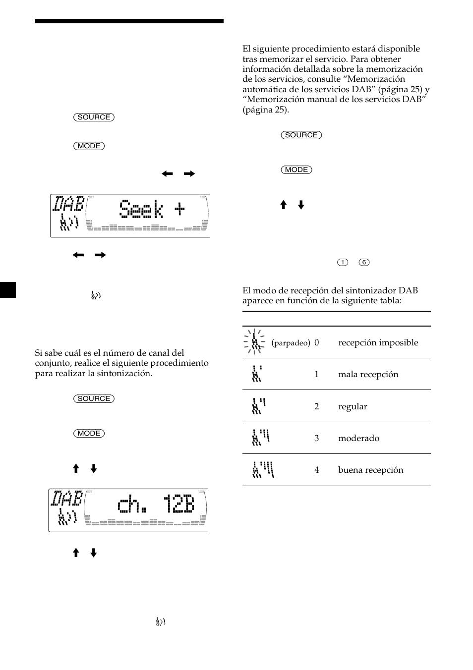 Operaciones básicas de dab | Sony CDX-M700R User Manual | Page 66 / 212
