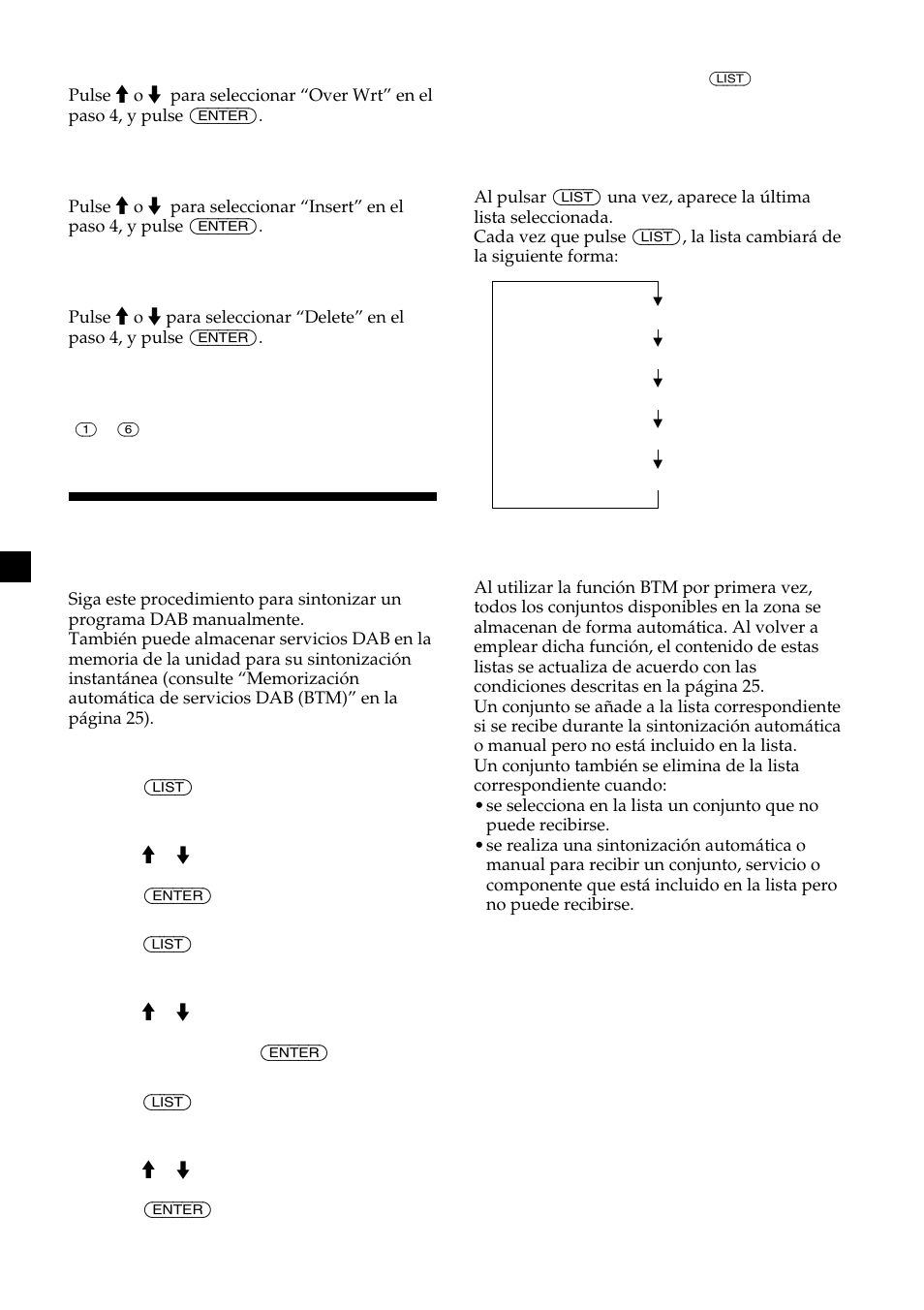 Recepción de programas dab | Sony CDX-M700R User Manual | Page 68 / 212