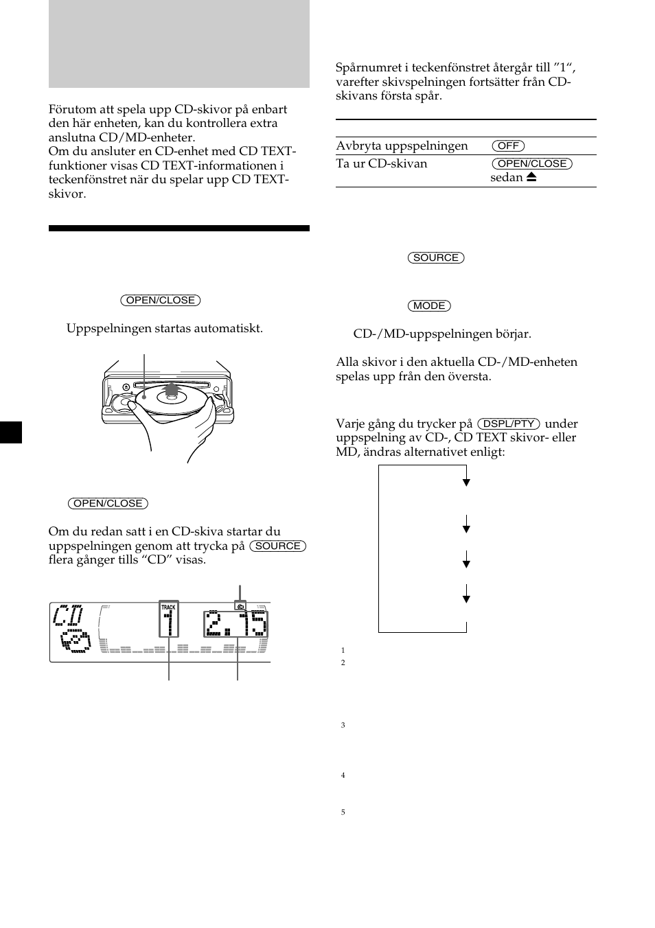 Cd-spelare cd/md-enhet (tillval), Lyssna på en cd-skiva | Sony CDX-M700R User Manual | Page 94 / 212