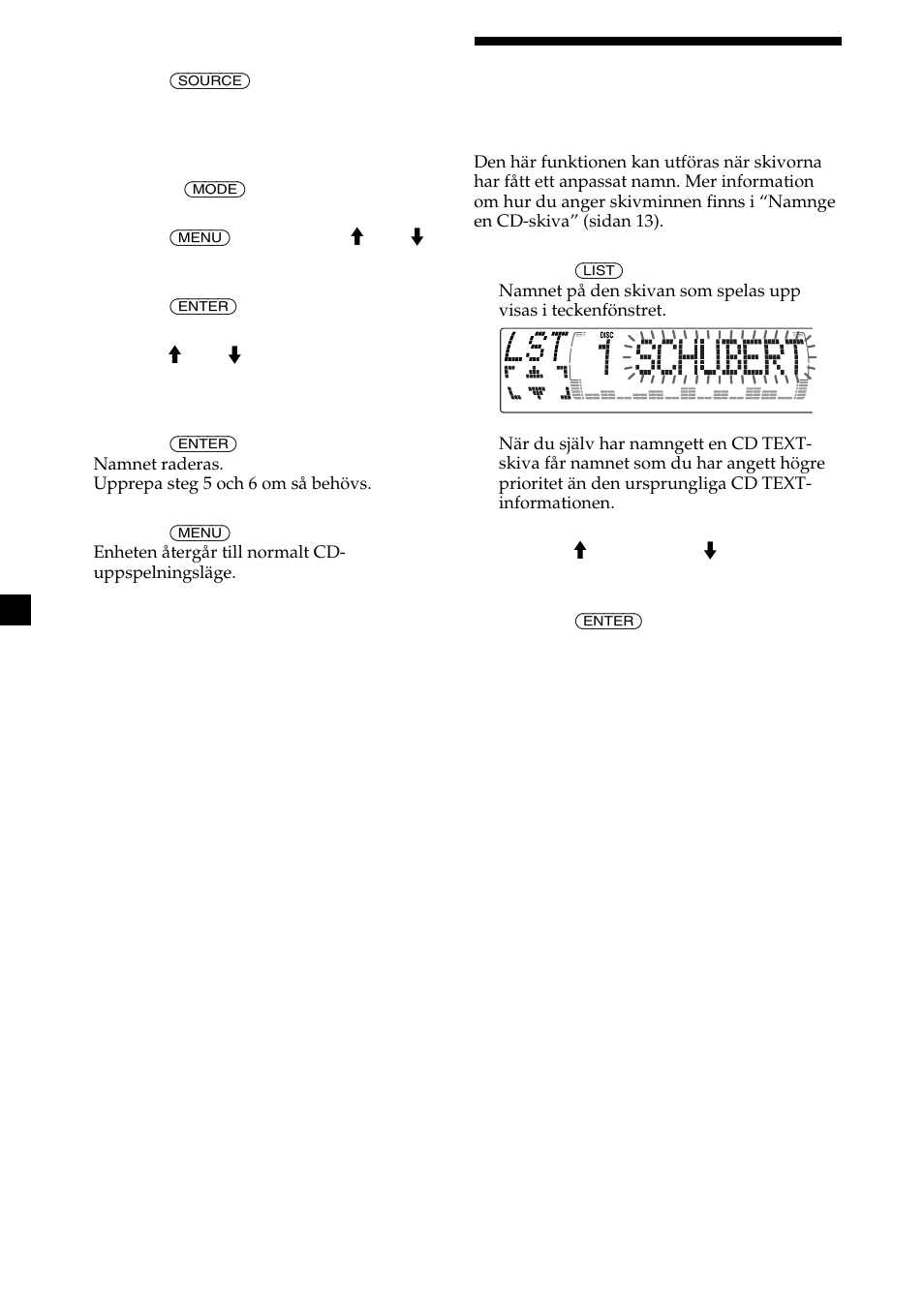 14 hitta en cd-skiva efter namn | Sony CDX-M700R User Manual | Page 98 / 212