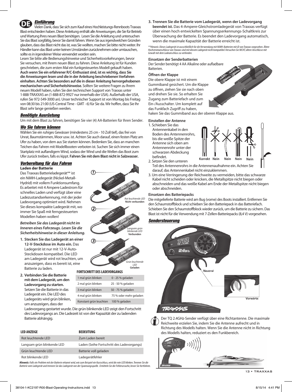 Einführung, Benötigte ausrüstung, Wo sie fahren können | Vorbereitung für das fahren, Sendersteuerung | Traxxas 38104-1 User Manual | Page 13 / 16