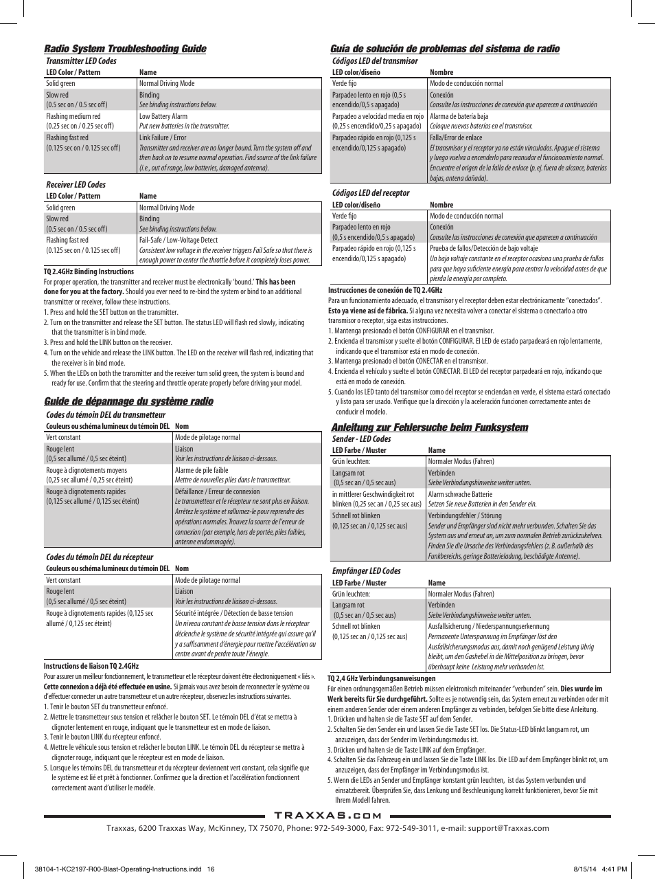 Traxxas 38104-1 User Manual | Page 16 / 16
