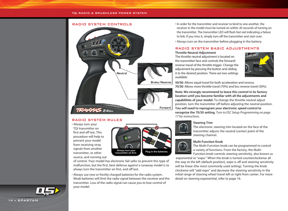 Radio system rules, Radio system basic adjustments, Radio system controls | Traxxas 5709L User Manual | Page 14 / 30