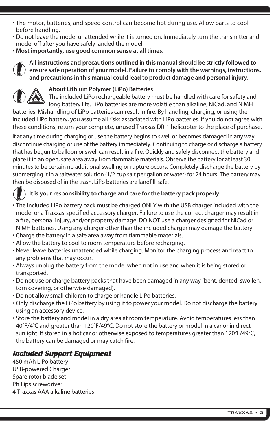 Included support equipment | Traxxas 6308 (DR-1 Dual Rotor Helicopter) User Manual | Page 3 / 16