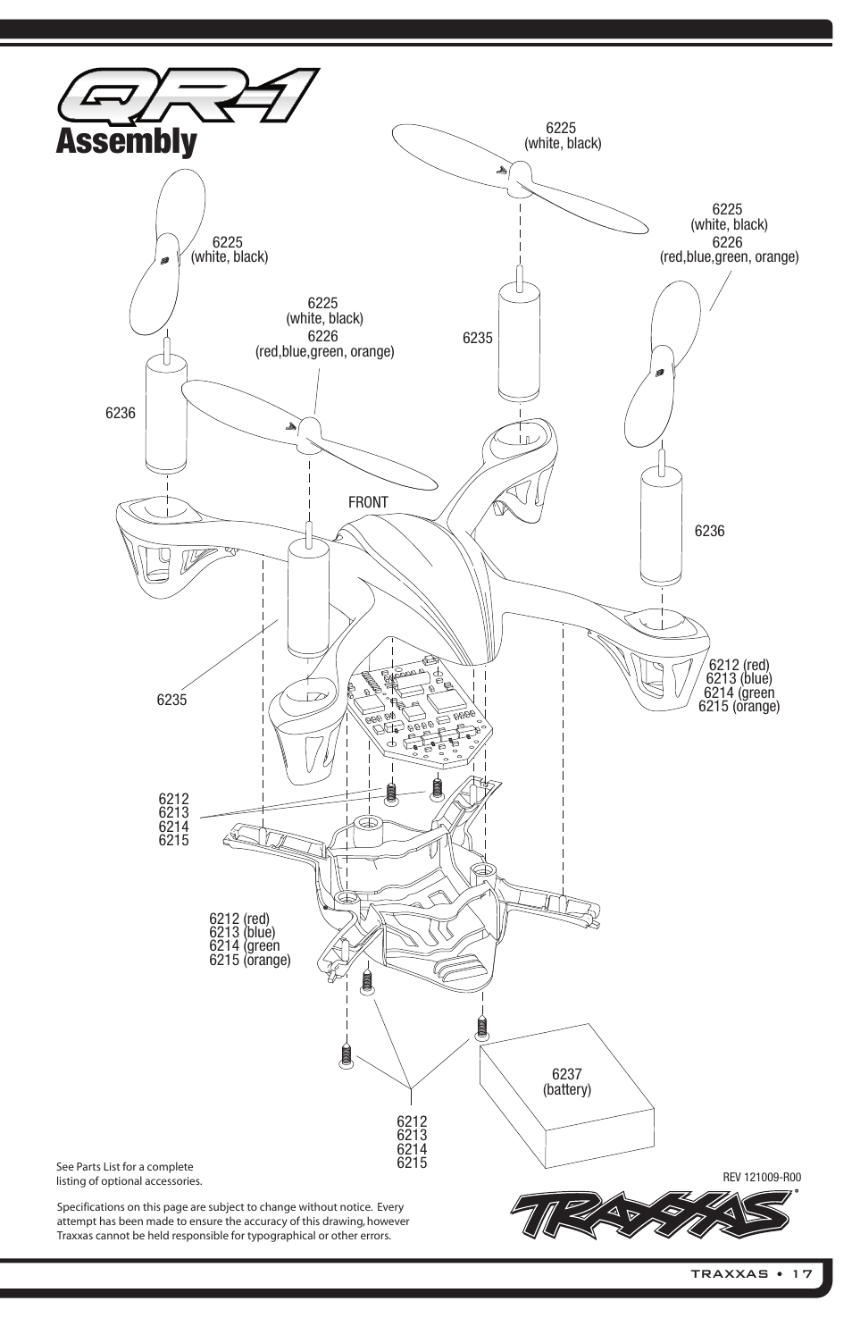 Assembly | Traxxas 6208 (QR-1 Quad Rotor Helicopter) User Manual | Page 17 / 20