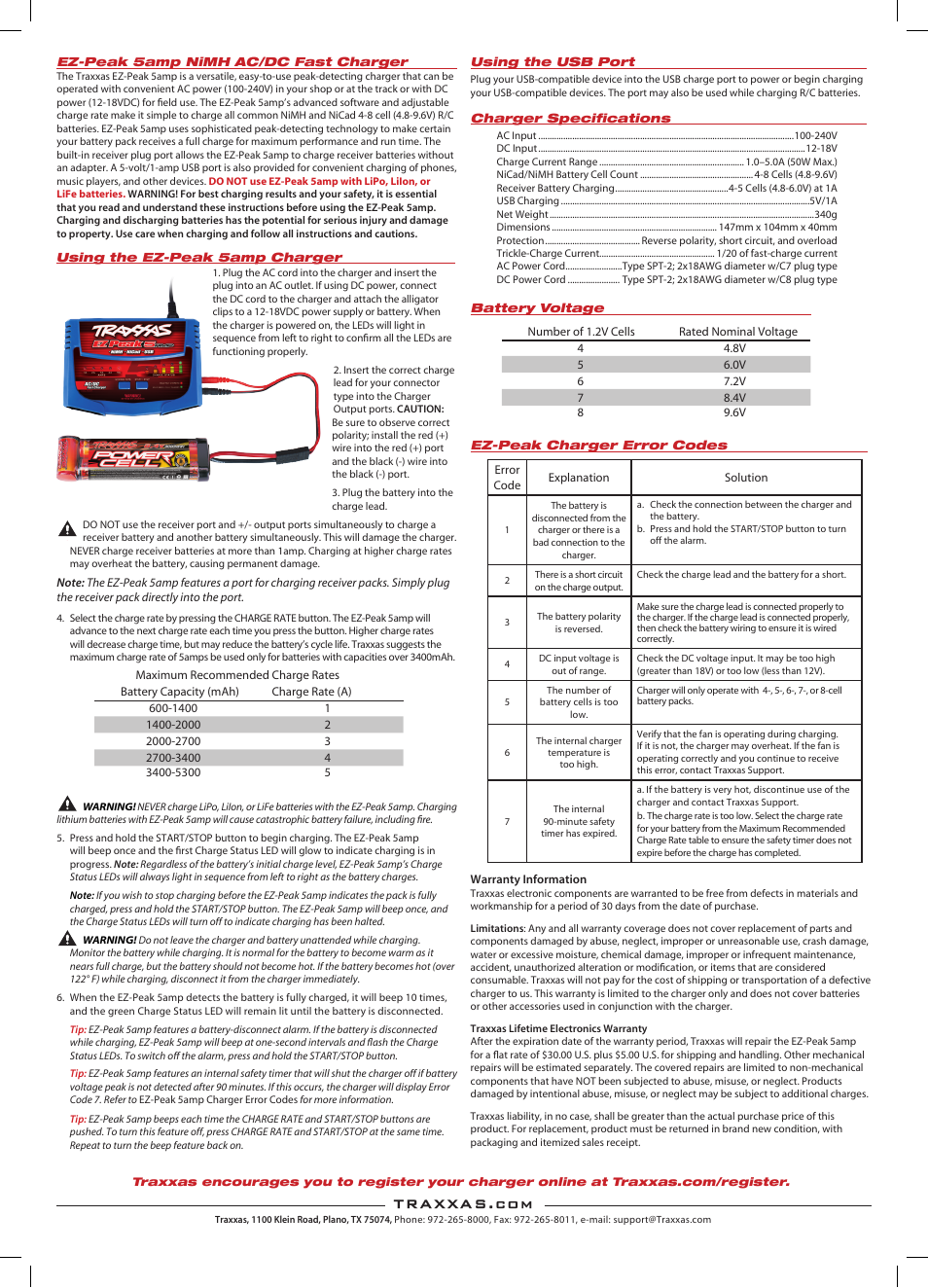 Traxxas EZ-Peak 5amp NIMH User Manual | Page 2 / 2