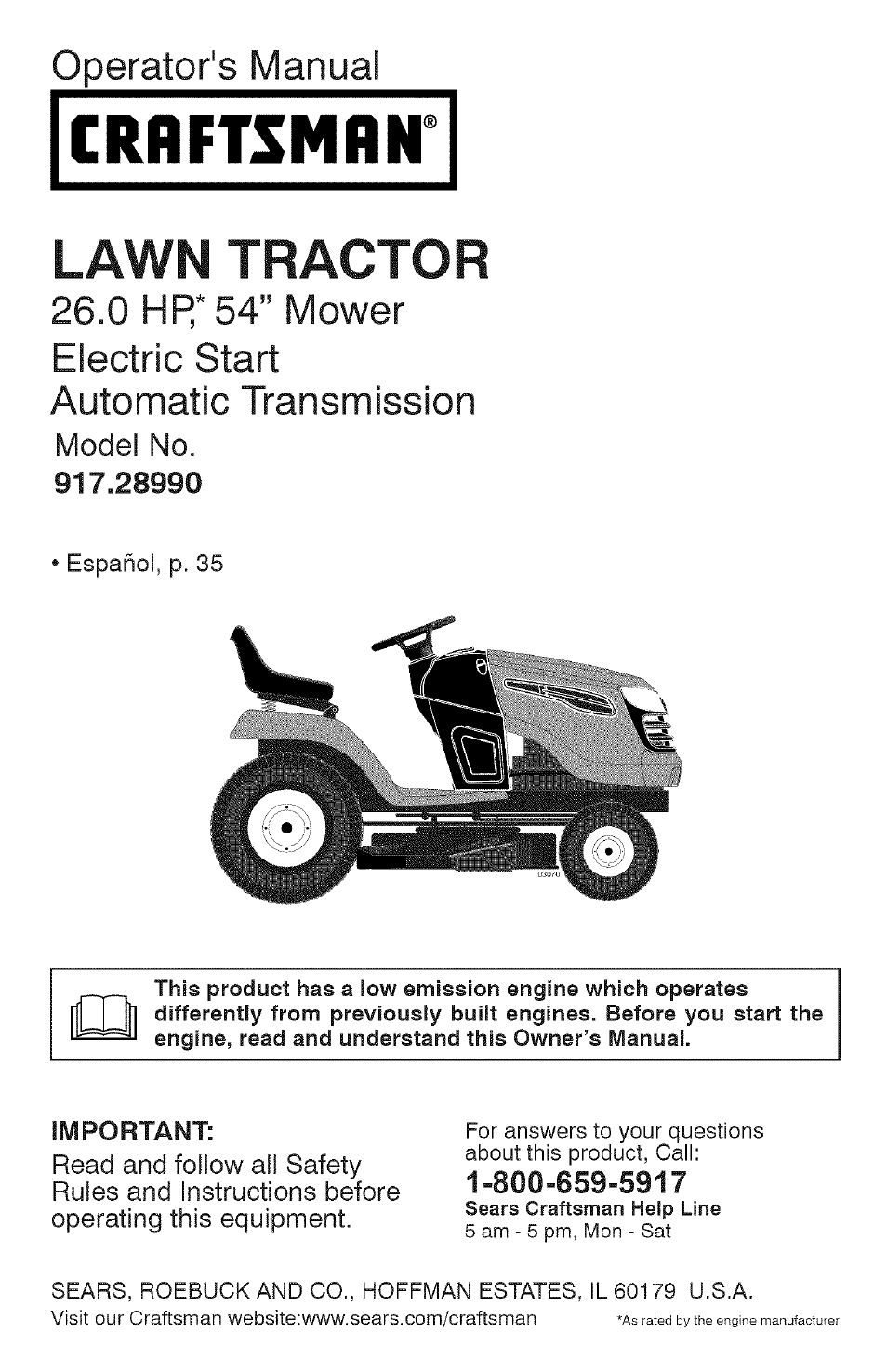Craftsman YS 4500 917.28990 User Manual | 68 pages