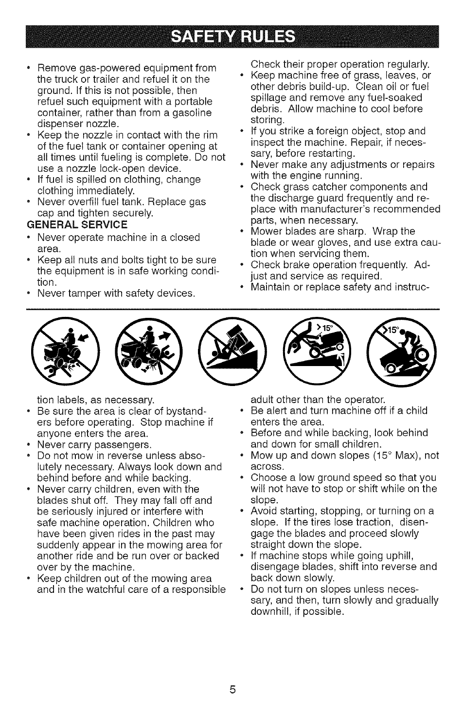 General service, Safety rules | Craftsman YS 4500 917.28990 User Manual | Page 5 / 68