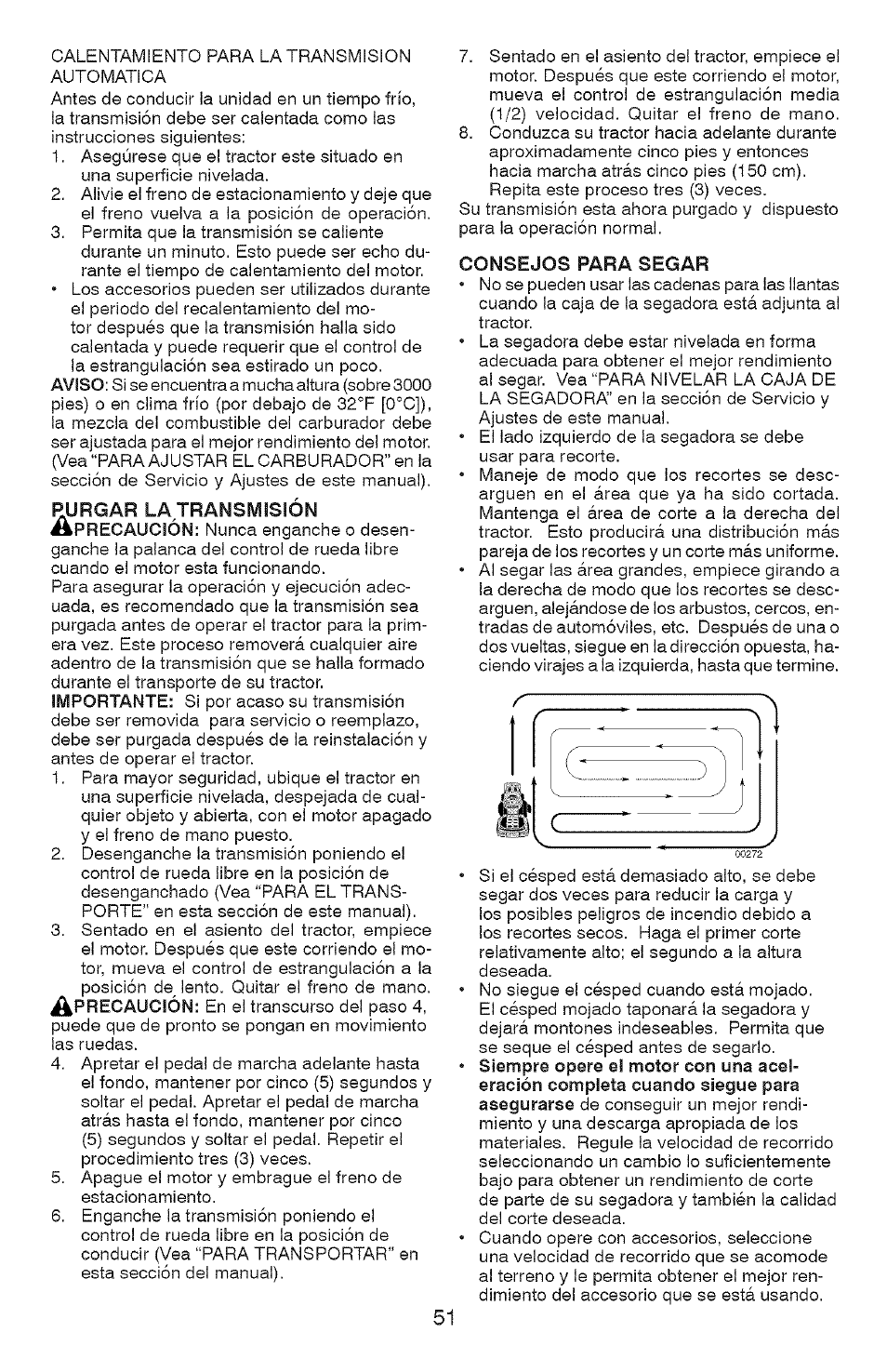 Consejos para segar | Craftsman YS 4500 917.28990 User Manual | Page 51 / 68