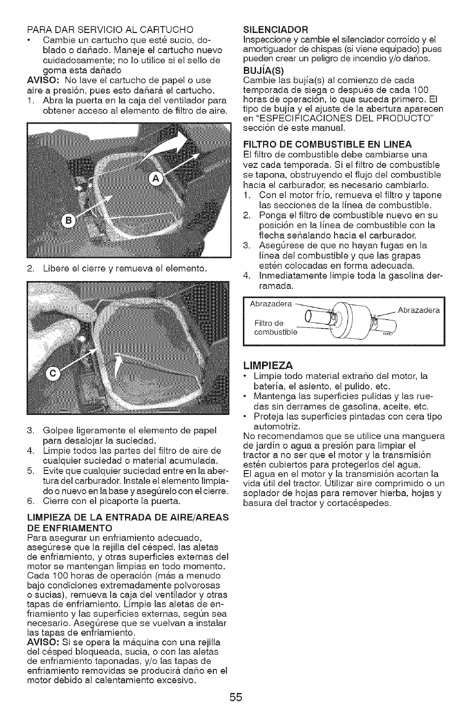 Limpieza | Craftsman YS 4500 917.28990 User Manual | Page 55 / 68