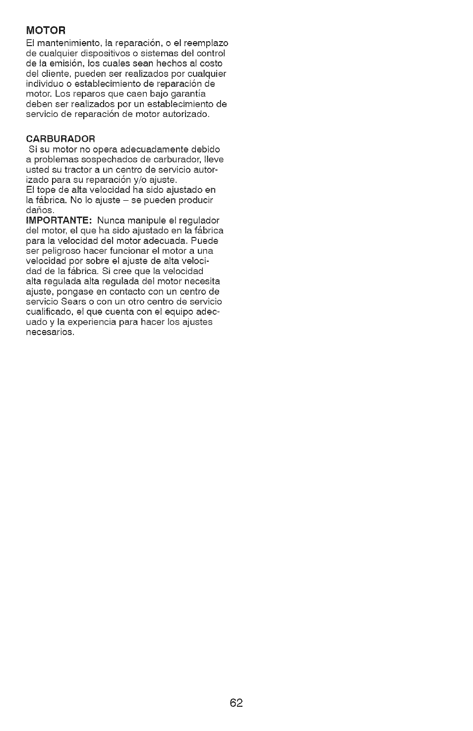 Craftsman YS 4500 917.28990 User Manual | Page 62 / 68