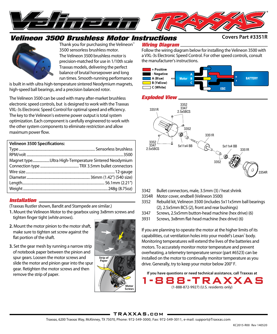 Traxxas 3351R User Manual | 4 pages