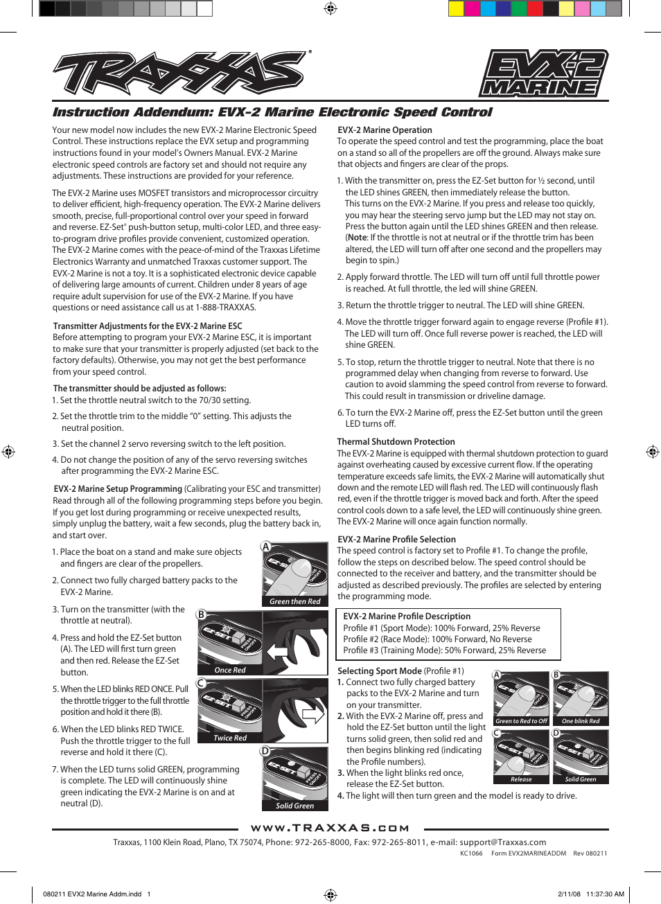 Traxxas 3020 EVX-2 ESC User Manual | 2 pages